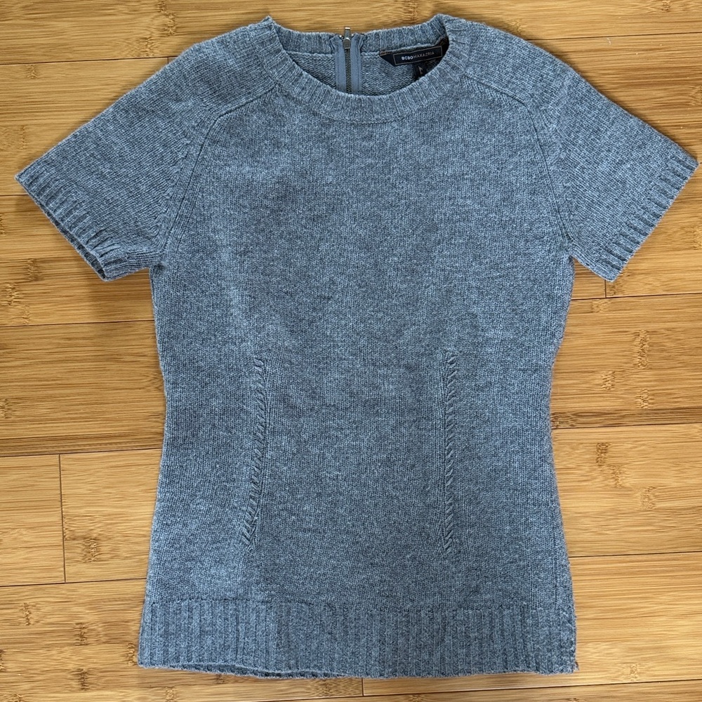 BCBGMaxAzria Heather Gray Zip-Up Sweater